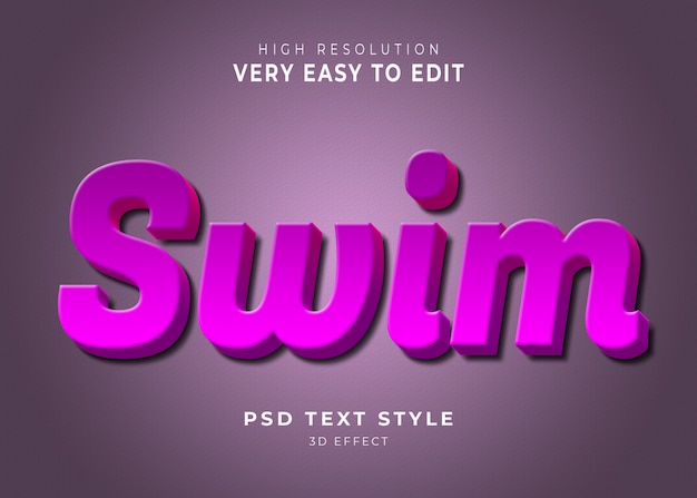 PSD swim modern 3d text effect