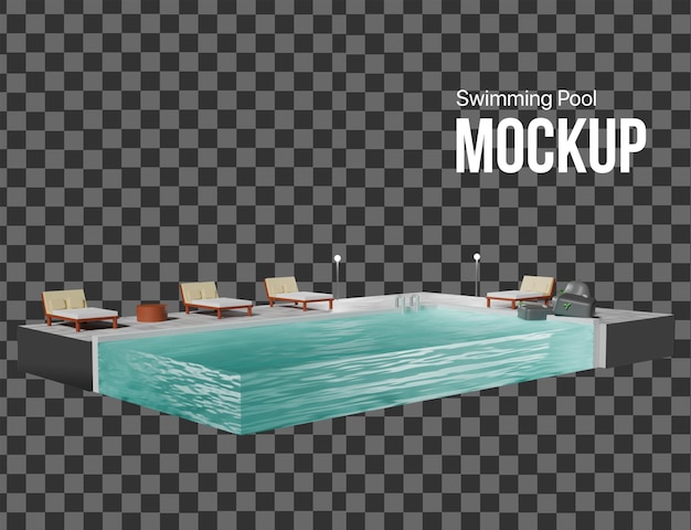 PSD mockup di piscina 3d