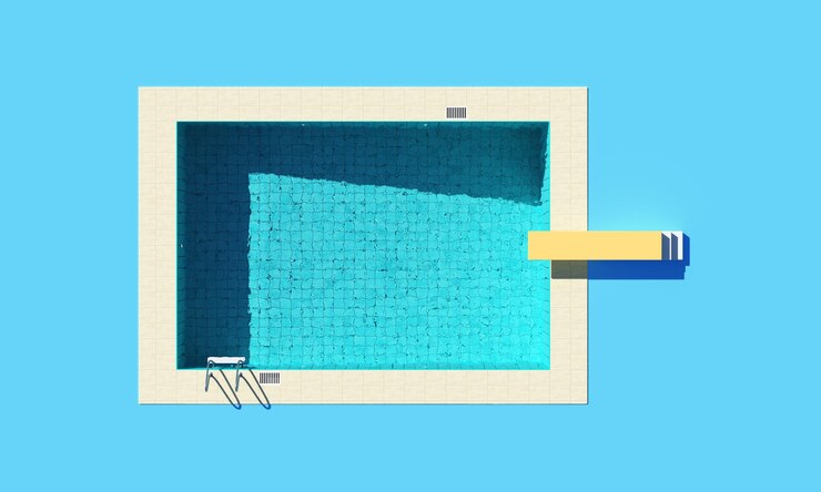 PSD swimming pool with blue background 3d rendering