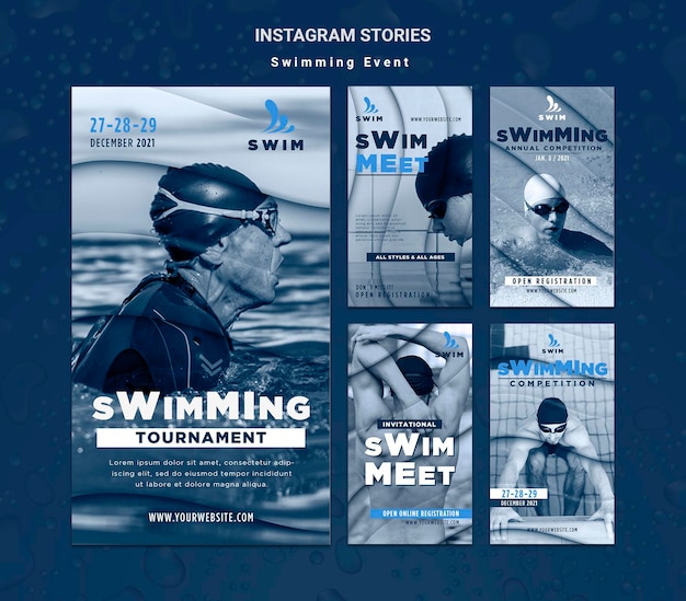 PSD 水泳ソーシャルメディアストーリー