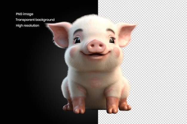 PSD Свиная милая очаровательная милая свинья с причудливыми прикосновениями