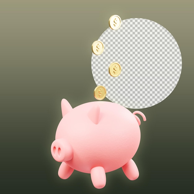świnka oszczędzająca monetę ilustracja 3d