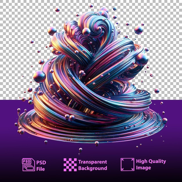 PSD swirl of rainbow colors including blue purple and green with smaller bubbles intermingled