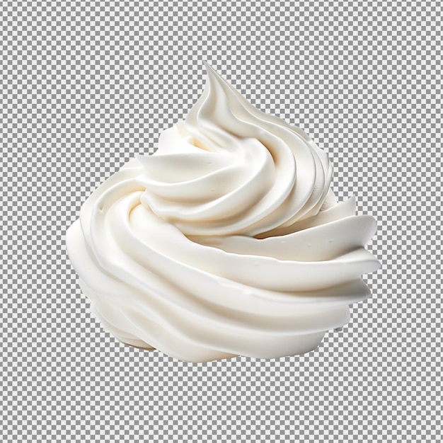 PSD swirl of whipped cream on a white background