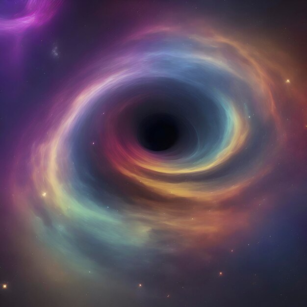 Swirling nebula and the black hole in the middle of a rainbow galaxy aigenerated