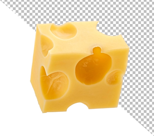 PSD swiss cheese cube isolated on white background