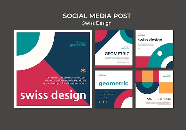 PSD swiss design social media posts