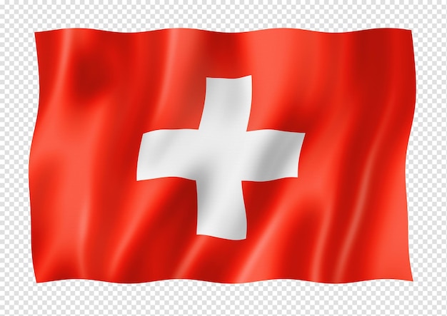 Swiss flag isolated on white banner