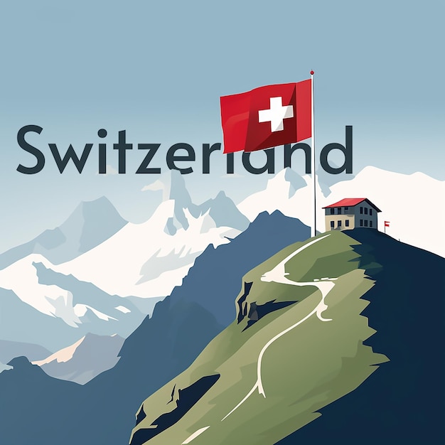 PSD swiss landscape with editable text effect