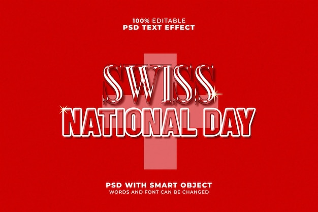 Текстовый эффект Национального дня Швейцарии