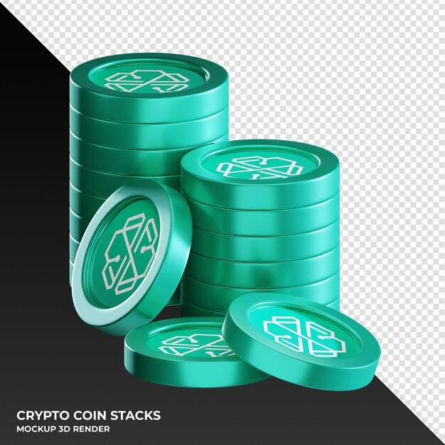 PSD swissborg chsb-muntstuk stapelt cryptocurrency 3d render illustratie