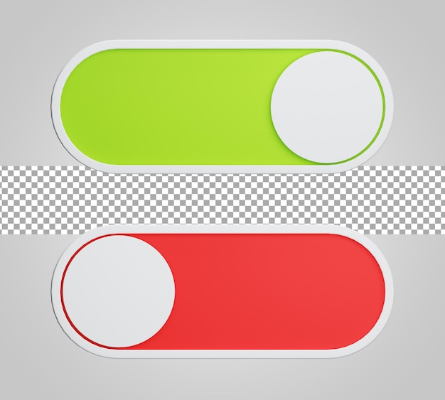 Switch on off button isolated on transparent background 3D Render