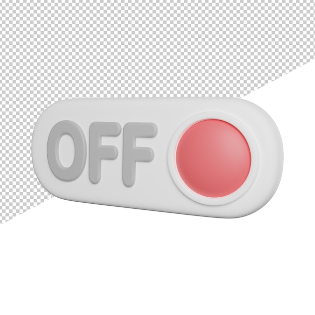 switch off button side view 3d rendering icon illustration ontransparent background