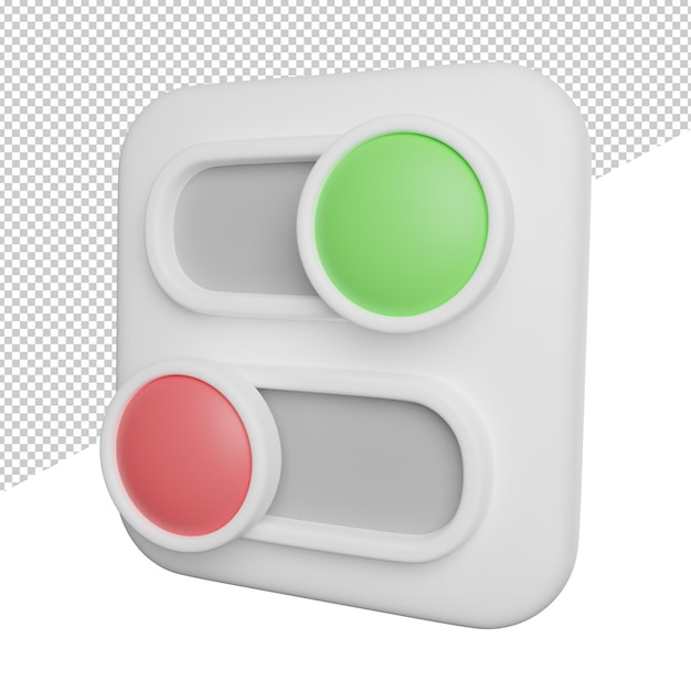 Switch on off button side view 3d rendering icon illustration ontransparent background