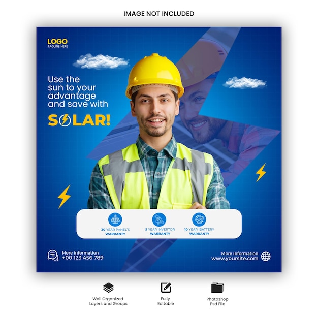 PSD 太陽エネルギーソーシャルメディアinstagram投稿テンプレートに切り替える
