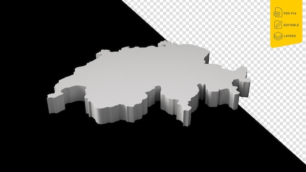 Switzerland 3D Map Geography Cartography And Topology On Black Background 3D Illustration