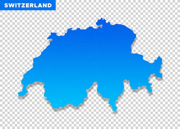 Switzerland blue color map on transparent background