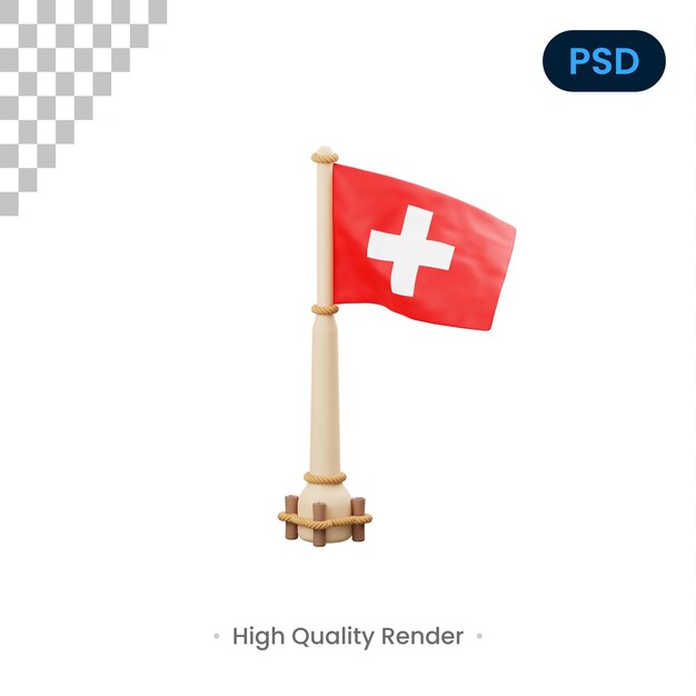 PSD スイスの国旗の 3 d アイコン