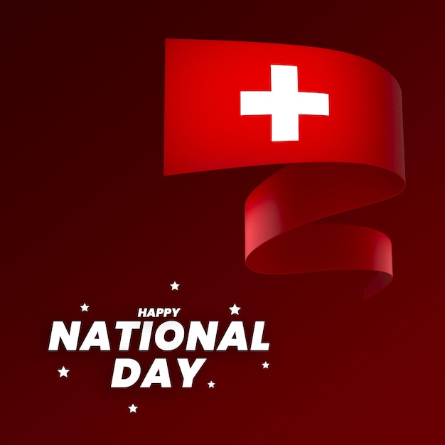 PSD switzerland flag element design national independence day banner ribbon psd