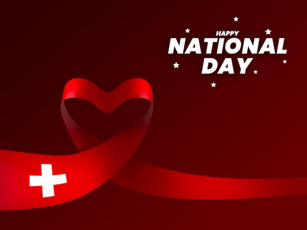 PSD switzerland flag element design national independence day banner ribbon psd