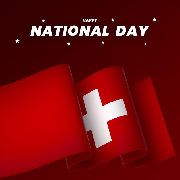 PSD switzerland flag element design national independence day banner ribbon psd