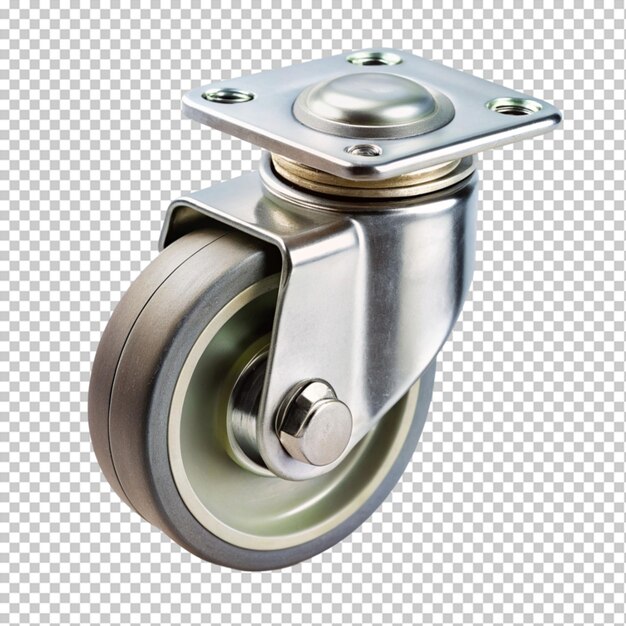 PSD swivel caster wheel for trolleys on transparent background