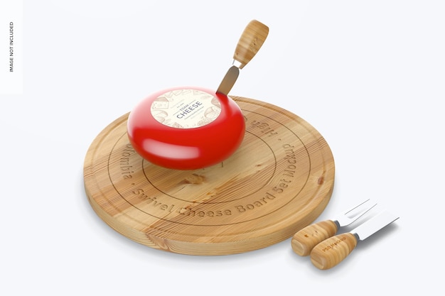 swivel cheese board set mockup, left view