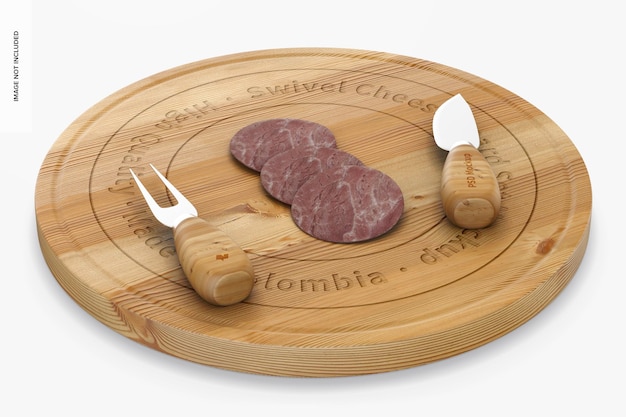 swivel cheese board set mockup, perspective