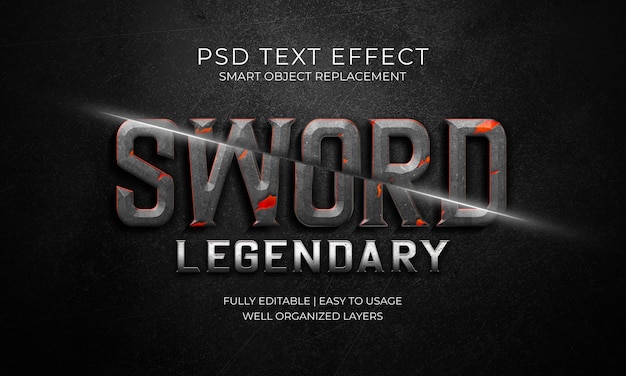 Sword legendary text effect template