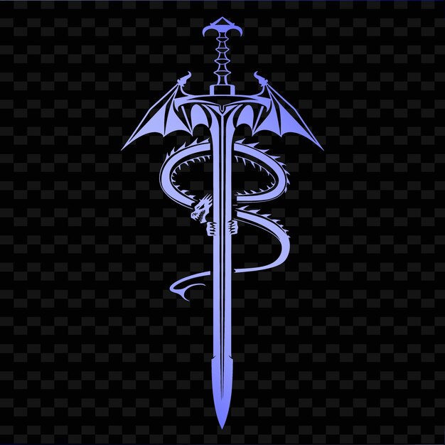 PSD a sword with a blue handle on a black background