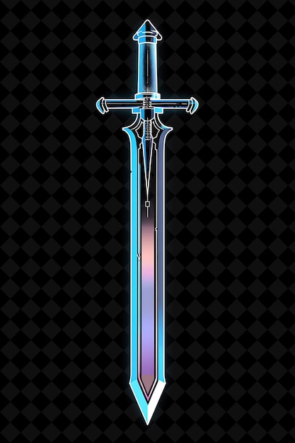 PSD a sword with a blue and red color on it