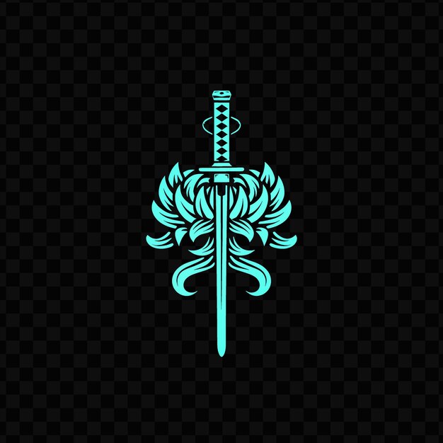 A sword with a green handle on a dark background