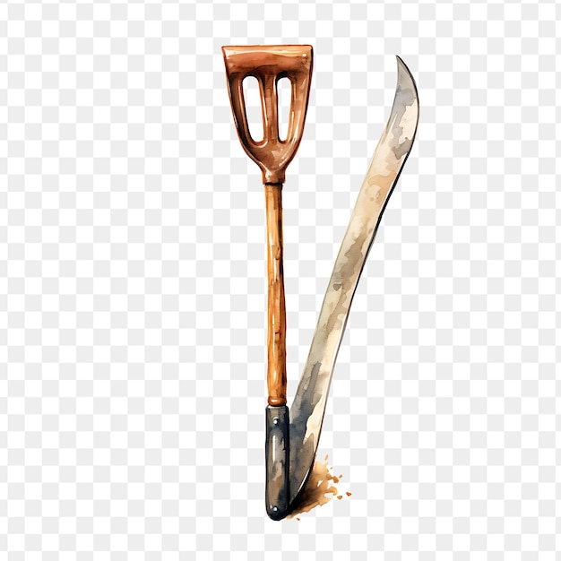 A sword with a hammer and a stone on a transparent background
