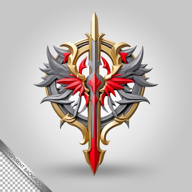 PSD a sword with a red and gold design on it