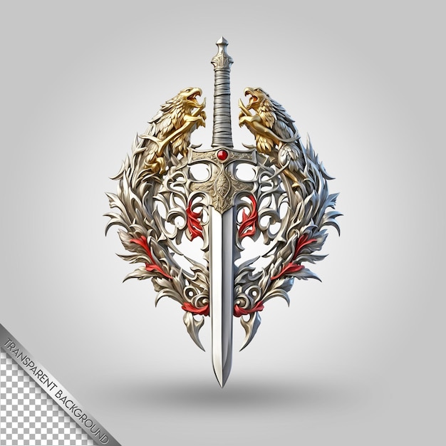 PSD a sword with a red and gold design on it