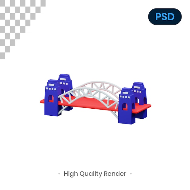 Сиднейский мост харбор-бридж 3d визуализации иллюстрации premium psd