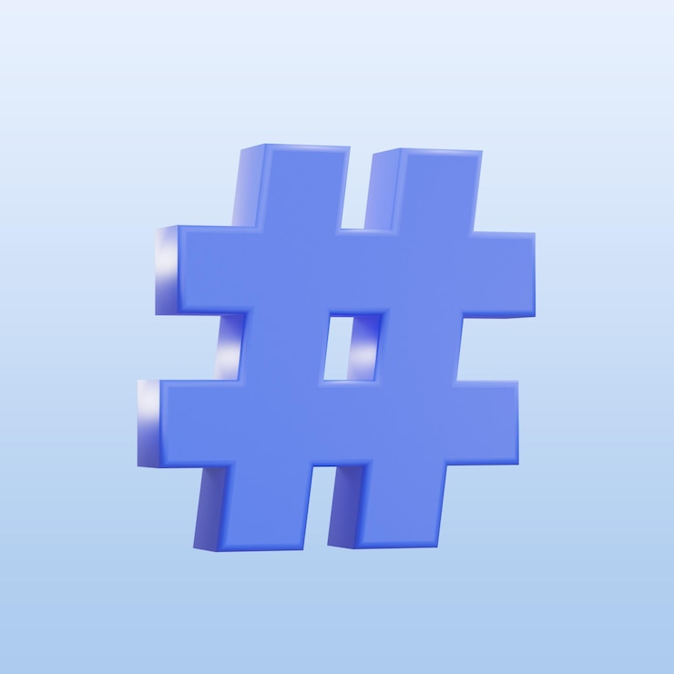 PSD symbol 3d hashtag w renderowaniu 3d przezroczystym