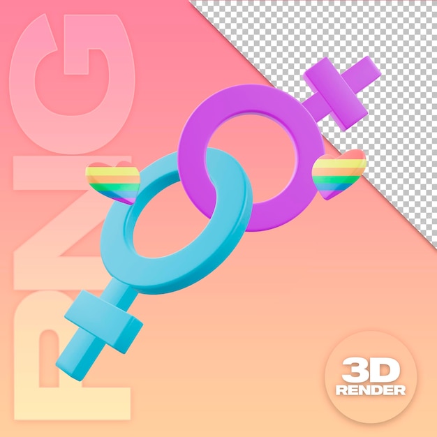 PSD symbol 3d lesbijskie kolory tęczy lgbtq