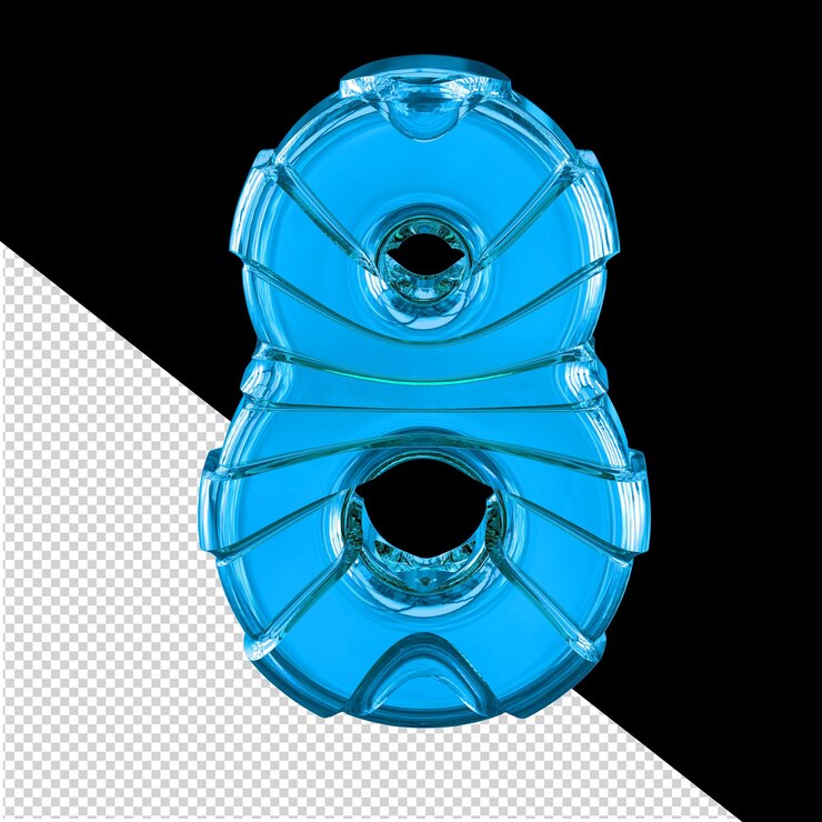 PSD symbol 3d with horizontal straps number 8