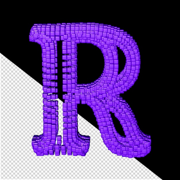 PSD symbol 3d wykonany z fioletowych kostek, litera r
