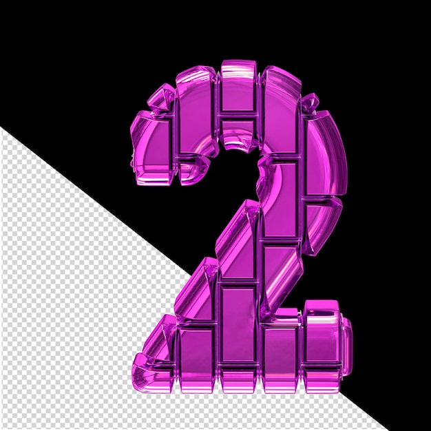PSD symbol 3d wykonany z fioletowych pionowych cegieł numer 2