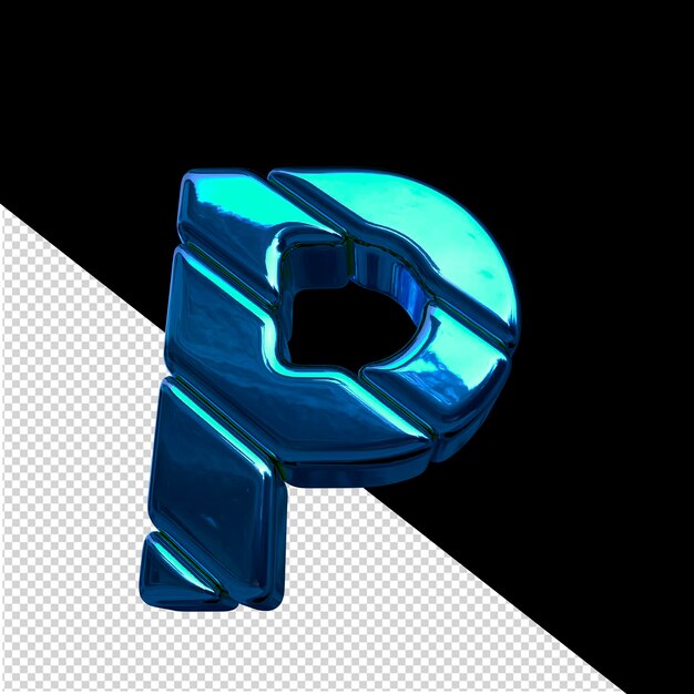 PSD symbol 3d wykonany z niebieskich bloków przekątnych litera p