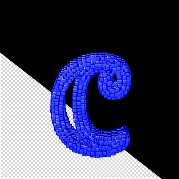 PSD symbol 3d wykonany z niebieskich kostek, litera c