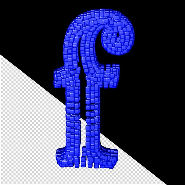 PSD symbol 3d wykonany z niebieskich kostek, litera f