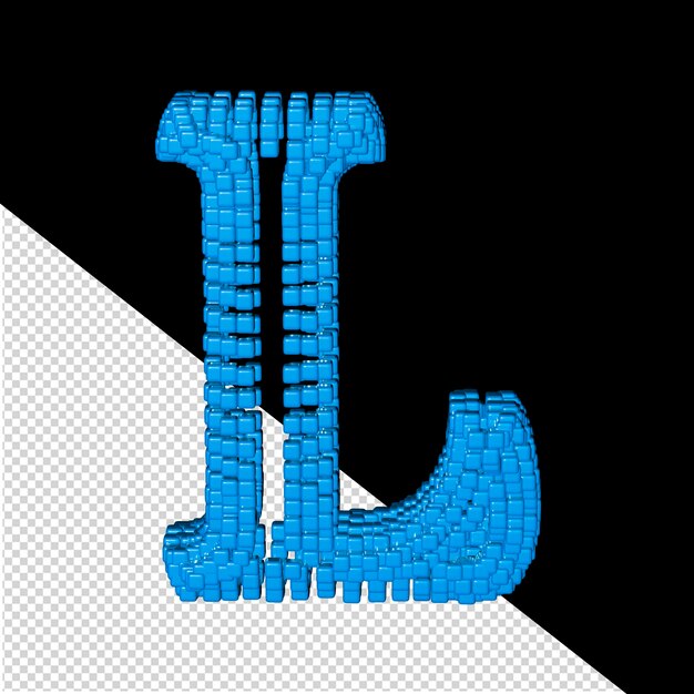 PSD symbol 3d wykonany z niebieskich kostek, litera l