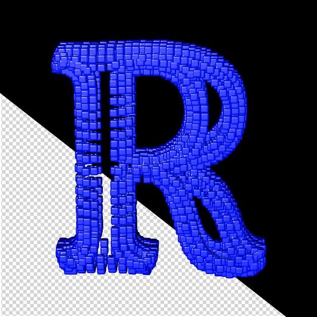 PSD symbol 3d wykonany z niebieskich kostek, litera r