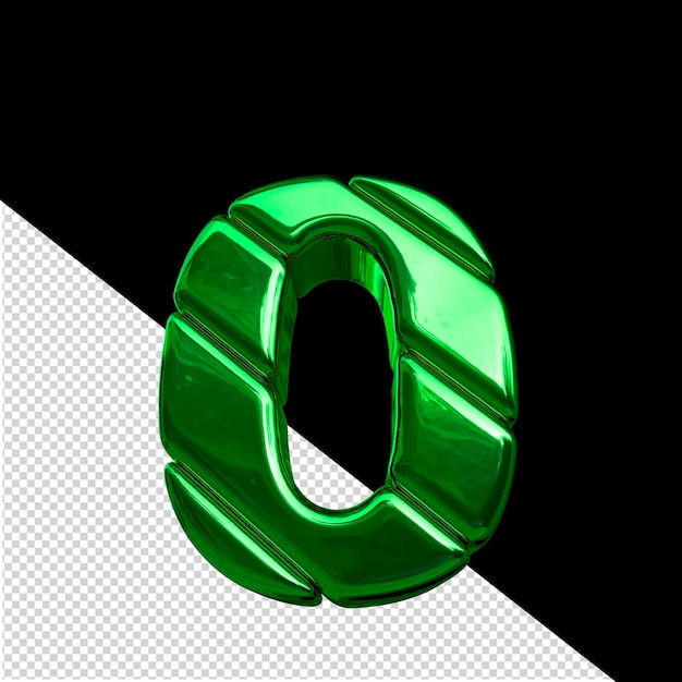PSD symbol 3d wykonany z zielonych bloków przekątnych numer 0