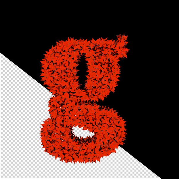 PSD symbol 3d z czerwonych liści litera g