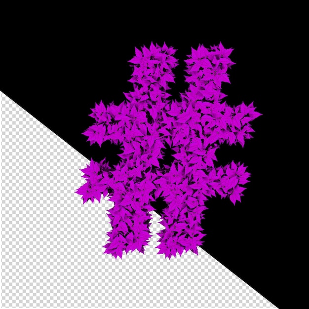 PSD symbol 3d z fioletowych liści