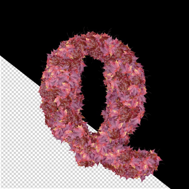 Symbol 3d Z Jesiennych Czerwonych Liści Litera Q